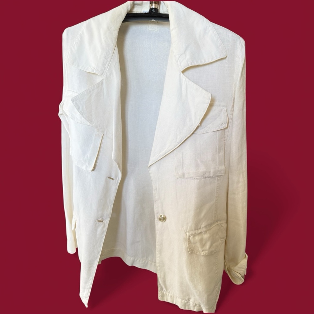 Italian Elegant White Linen Blazer